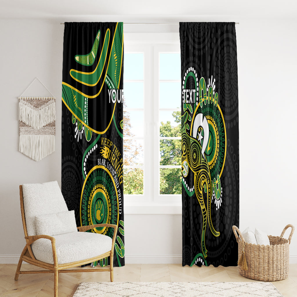 Custom Matildas NAIDOC Week Window Curtain Australia Kangaroo Keep The Fire Burning - Black