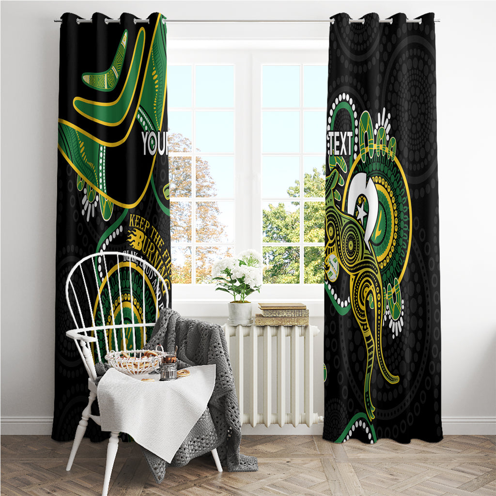 Custom Matildas NAIDOC Week Window Curtain Australia Kangaroo Keep The Fire Burning - Black