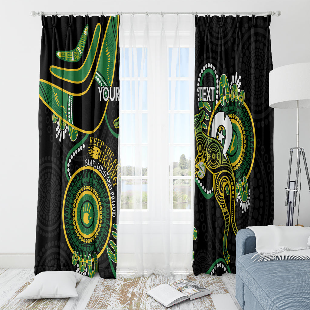 Custom Matildas NAIDOC Week Window Curtain Australia Kangaroo Keep The Fire Burning - Black