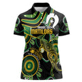 Custom Matildas NAIDOC Week Women Polo Shirt Australia Kangaroo Keep The Fire Burning - Black