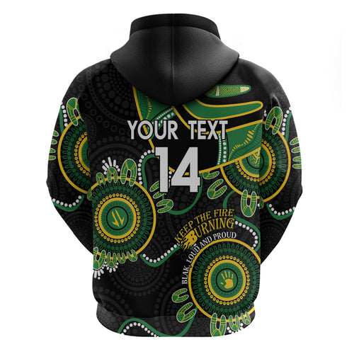 Custom Matildas NAIDOC Week Zip Hoodie Australia Kangaroo Keep The Fire Burning - Black