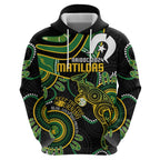 Custom Matildas NAIDOC Week Zip Hoodie Australia Kangaroo Keep The Fire Burning - Black