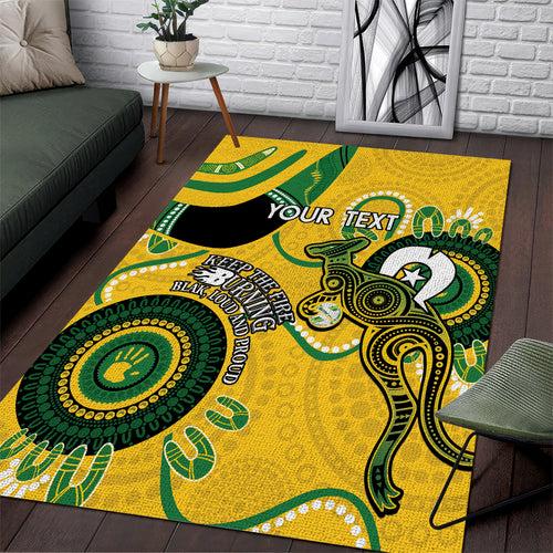 Custom Matildas NAIDOC Week Area Rug Australia Kangaroo Keep The Fire Burning - Yellow