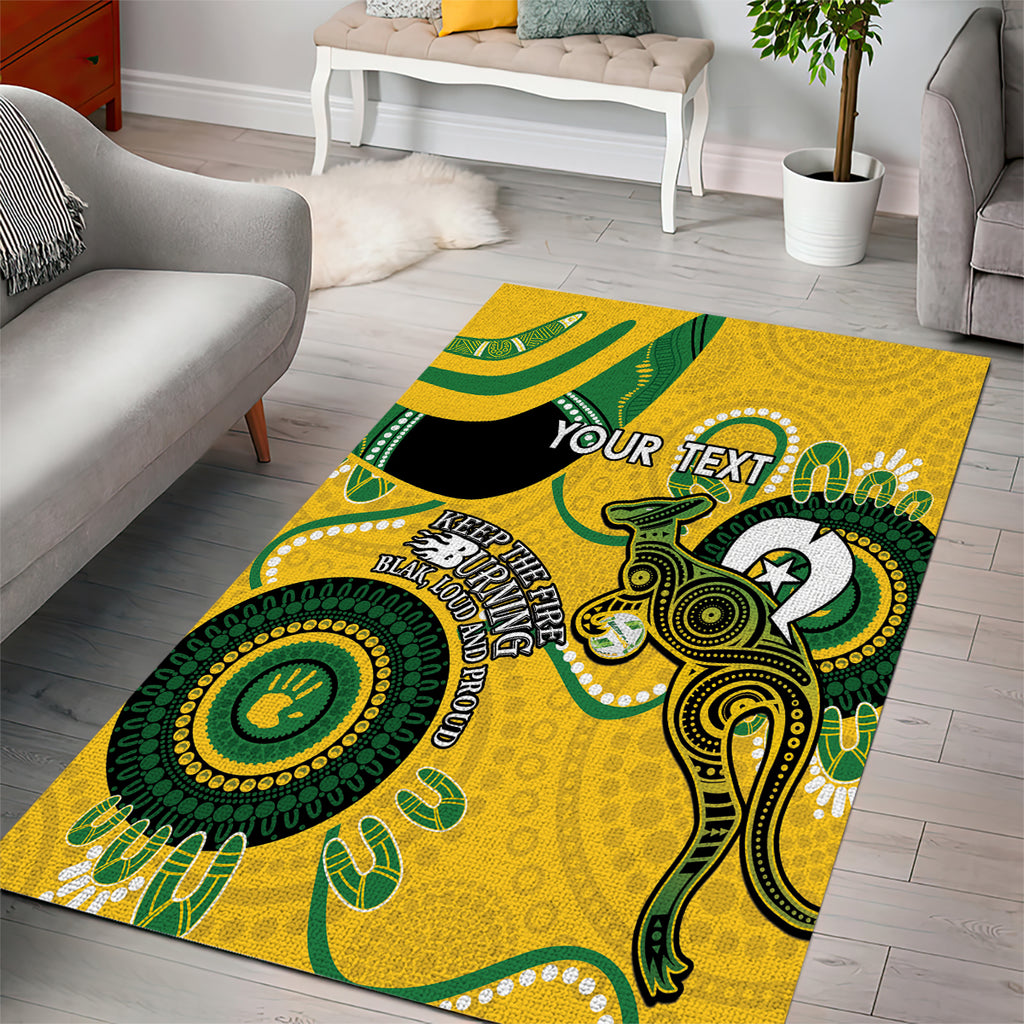 Custom Matildas NAIDOC Week Area Rug Australia Kangaroo Keep The Fire Burning - Yellow