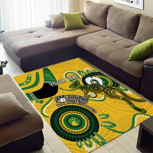 Custom Matildas NAIDOC Week Area Rug Australia Kangaroo Keep The Fire Burning - Yellow
