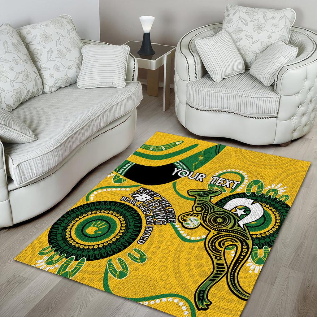 Custom Matildas NAIDOC Week Area Rug Australia Kangaroo Keep The Fire Burning - Yellow