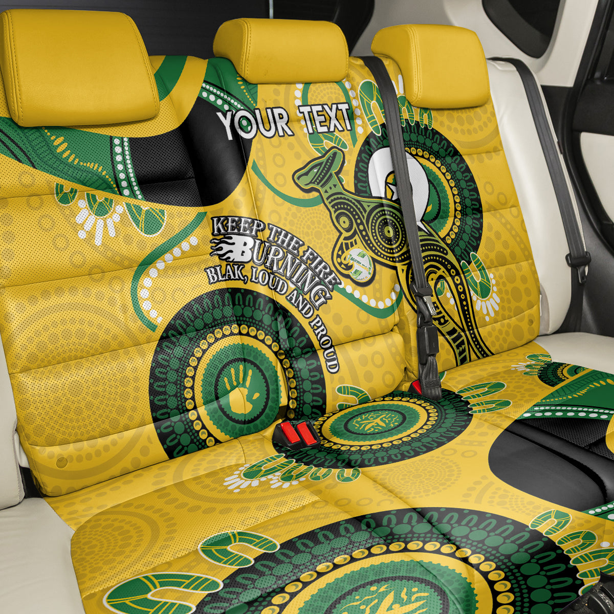 Custom Matildas NAIDOC Week Back Car Seat Cover Australia Kangaroo Keep The Fire Burning - Yellow