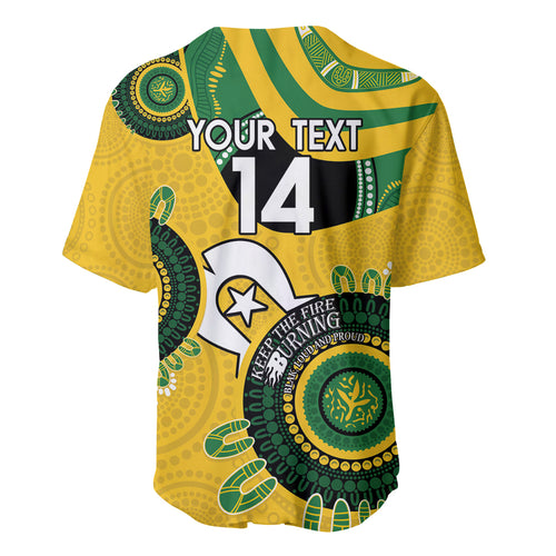 Custom Matildas NAIDOC Week Baseball Jersey Australia Kangaroo Keep The Fire Burning - Yellow