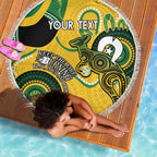 Custom Matildas NAIDOC Week Beach Blanket Australia Kangaroo Keep The Fire Burning - Yellow