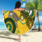 Custom Matildas NAIDOC Week Beach Blanket Australia Kangaroo Keep The Fire Burning - Yellow