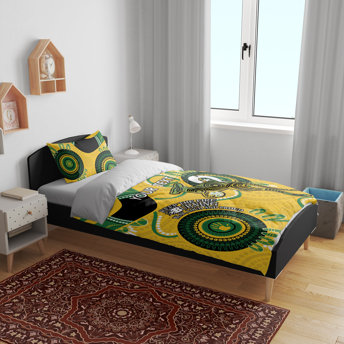 Custom Matildas NAIDOC Week Bedding Set Australia Kangaroo Keep The Fire Burning - Yellow