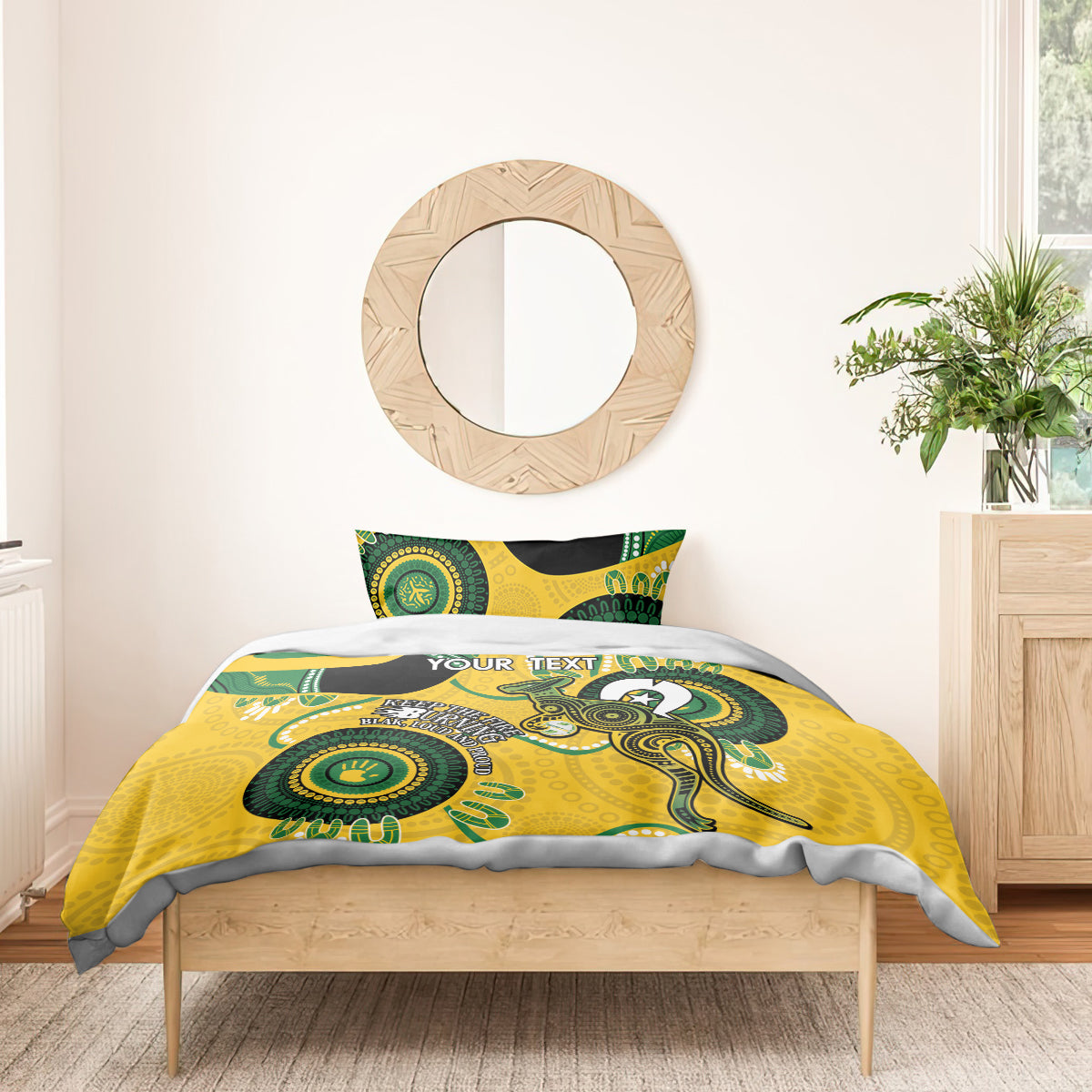 Custom Matildas NAIDOC Week Bedding Set Australia Kangaroo Keep The Fire Burning - Yellow