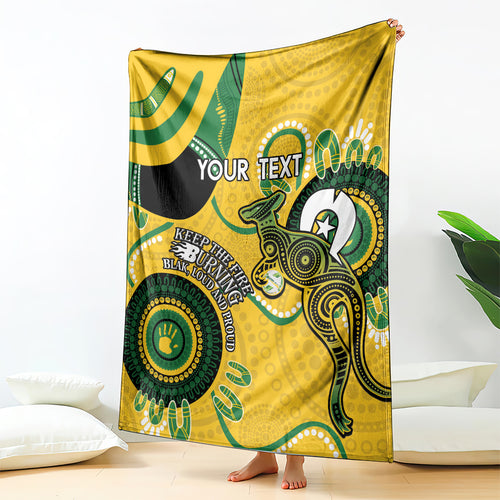 Custom Matildas NAIDOC Week Blanket Australia Kangaroo Keep The Fire Burning - Yellow
