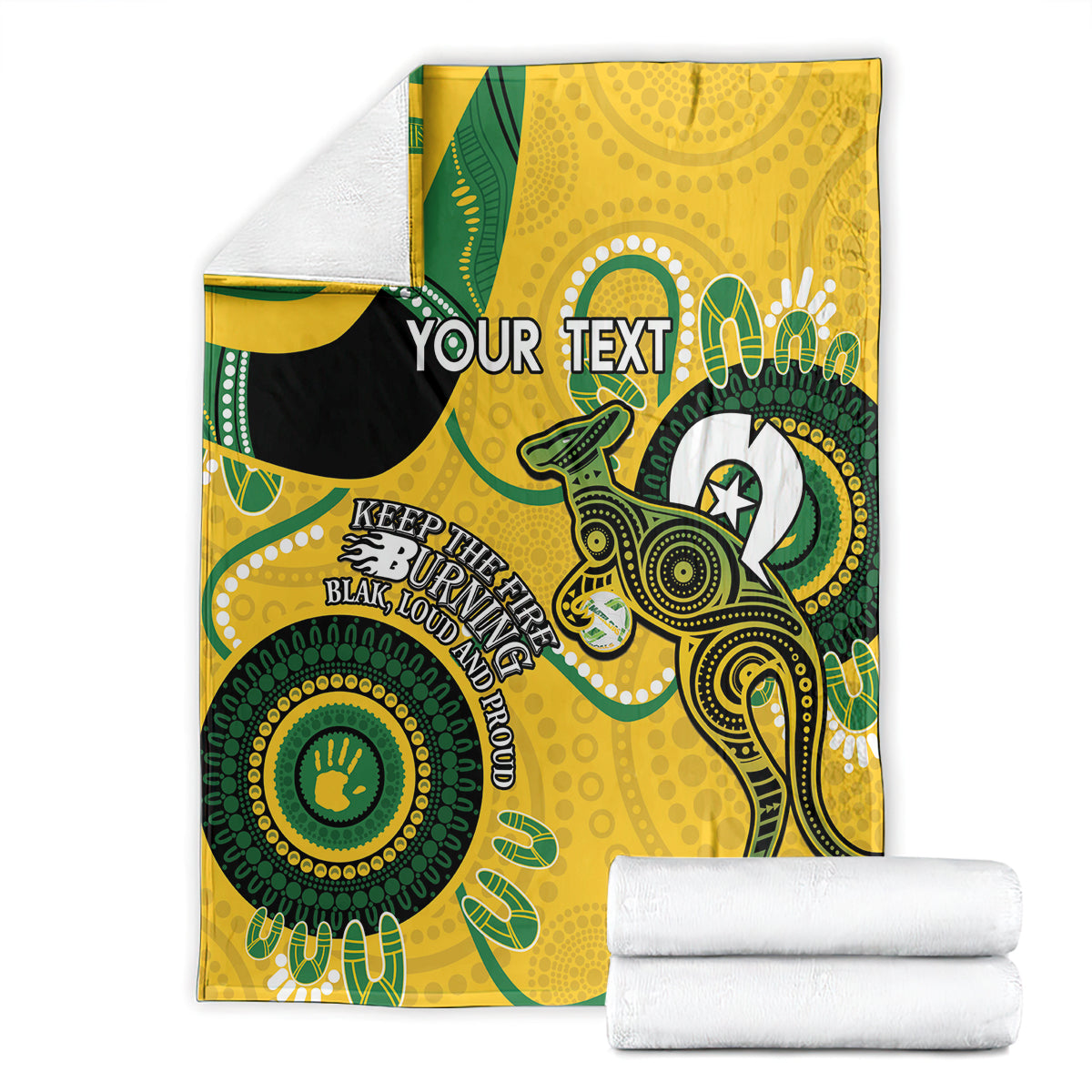 Custom Matildas NAIDOC Week Blanket Australia Kangaroo Keep The Fire Burning - Yellow