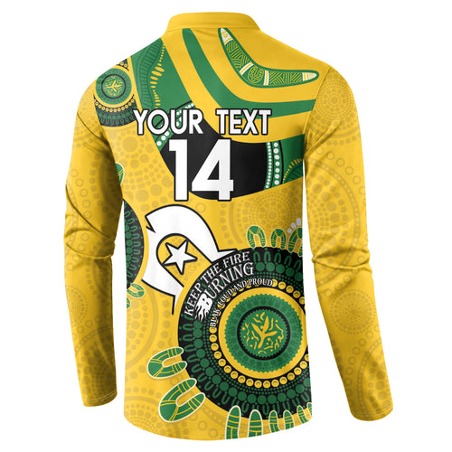 Custom Matildas NAIDOC Week Button Sweatshirt Australia Kangaroo Keep The Fire Burning - Yellow