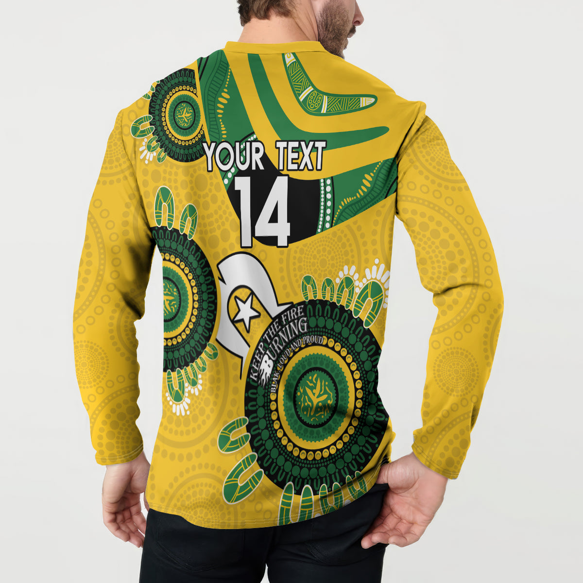 Custom Matildas NAIDOC Week Button Sweatshirt Australia Kangaroo Keep The Fire Burning - Yellow