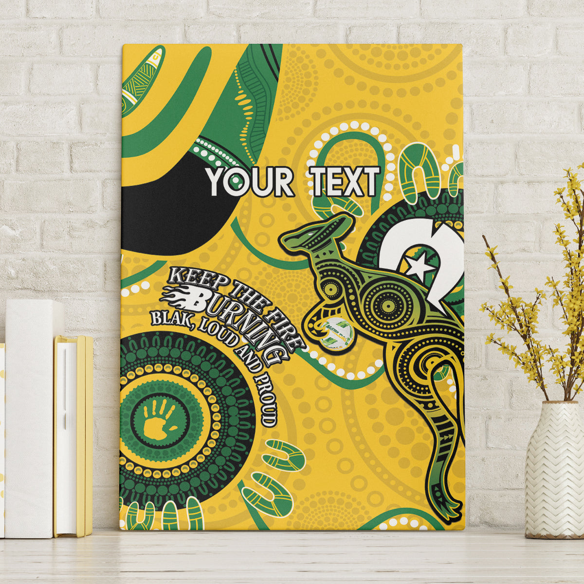 Custom Matildas NAIDOC Week Canvas Wall Art Australia Kangaroo Keep The Fire Burning - Yellow