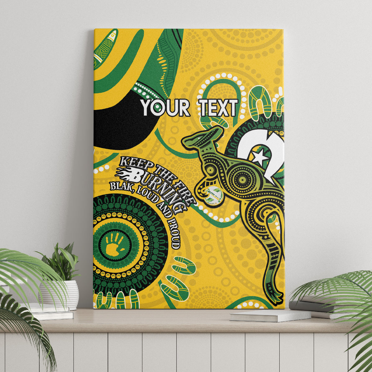 Custom Matildas NAIDOC Week Canvas Wall Art Australia Kangaroo Keep The Fire Burning - Yellow