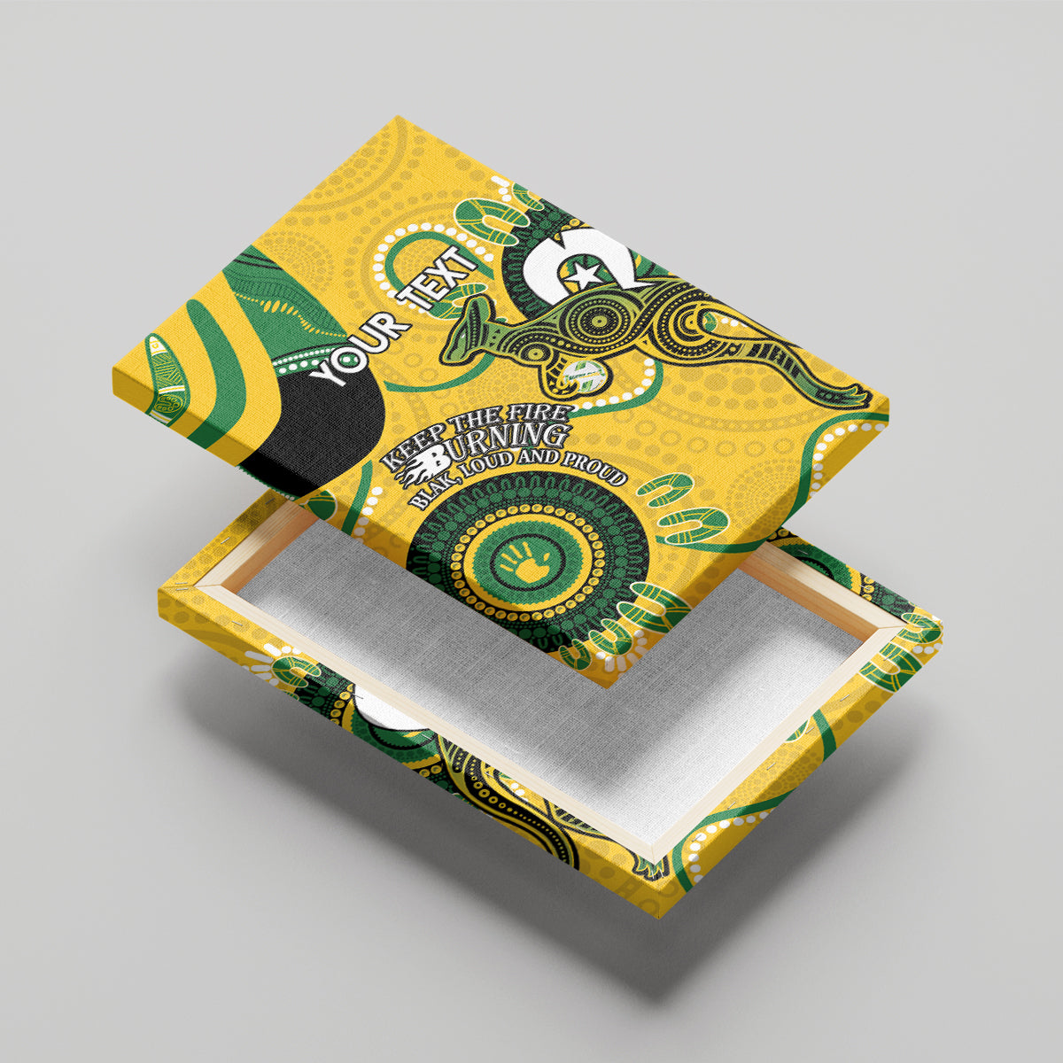 Custom Matildas NAIDOC Week Canvas Wall Art Australia Kangaroo Keep The Fire Burning - Yellow