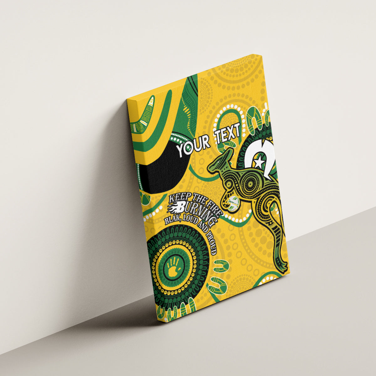 Custom Matildas NAIDOC Week Canvas Wall Art Australia Kangaroo Keep The Fire Burning - Yellow