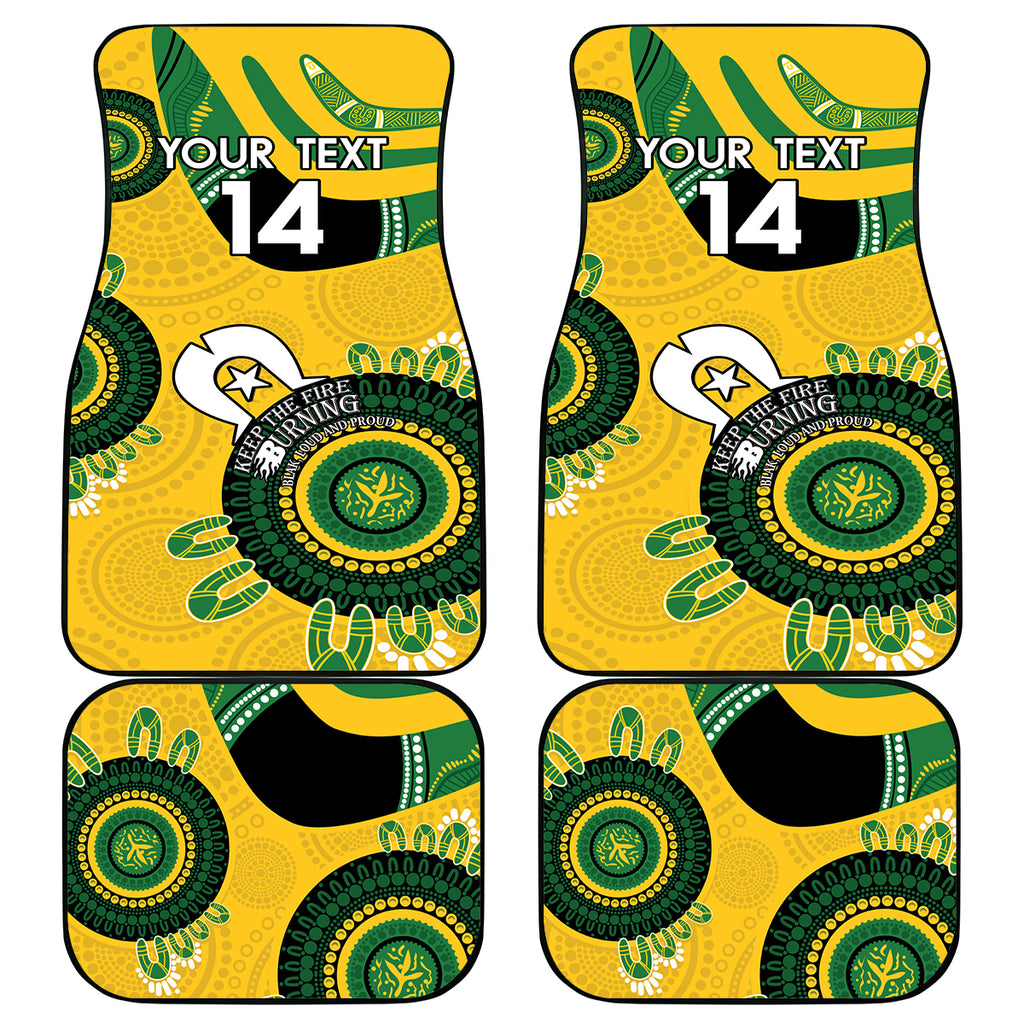 Custom Matildas NAIDOC Week Car Mats Australia Kangaroo Keep The Fire Burning - Yellow