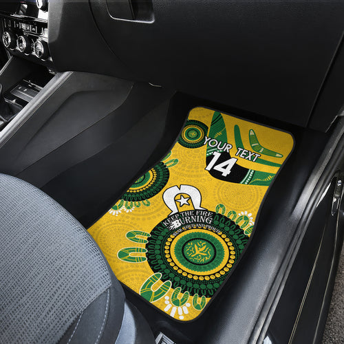 Custom Matildas NAIDOC Week Car Mats Australia Kangaroo Keep The Fire Burning - Yellow