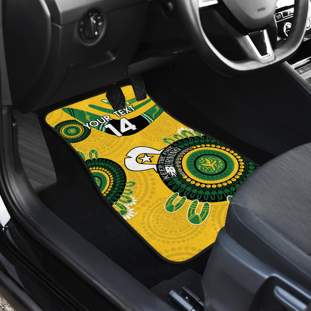 Custom Matildas NAIDOC Week Car Mats Australia Kangaroo Keep The Fire Burning - Yellow