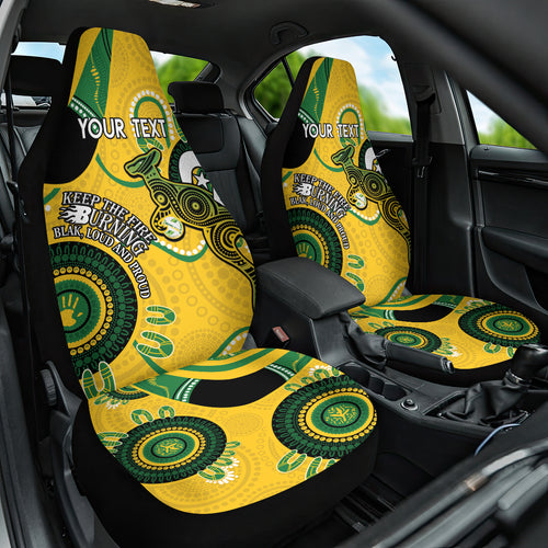 Custom Matildas NAIDOC Week Car Seat Cover Australia Kangaroo Keep The Fire Burning - Yellow