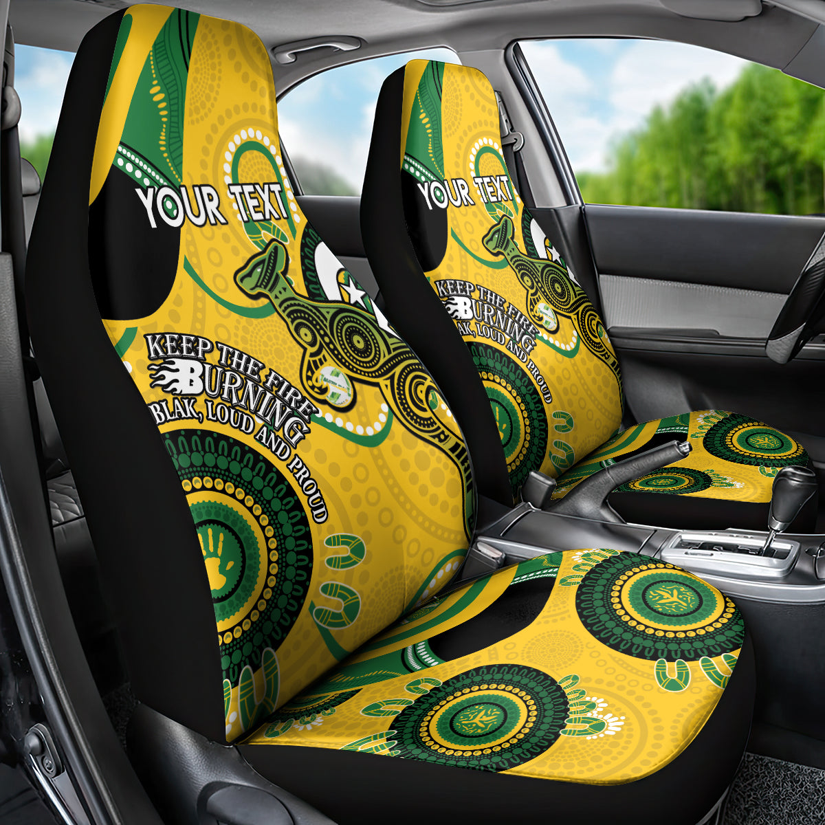 Custom Matildas NAIDOC Week Car Seat Cover Australia Kangaroo Keep The Fire Burning - Yellow