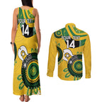 Custom Matildas NAIDOC Week Couples Matching Tank Maxi Dress and Long Sleeve Button Shirt Australia Kangaroo Keep The Fire Burning - Yellow