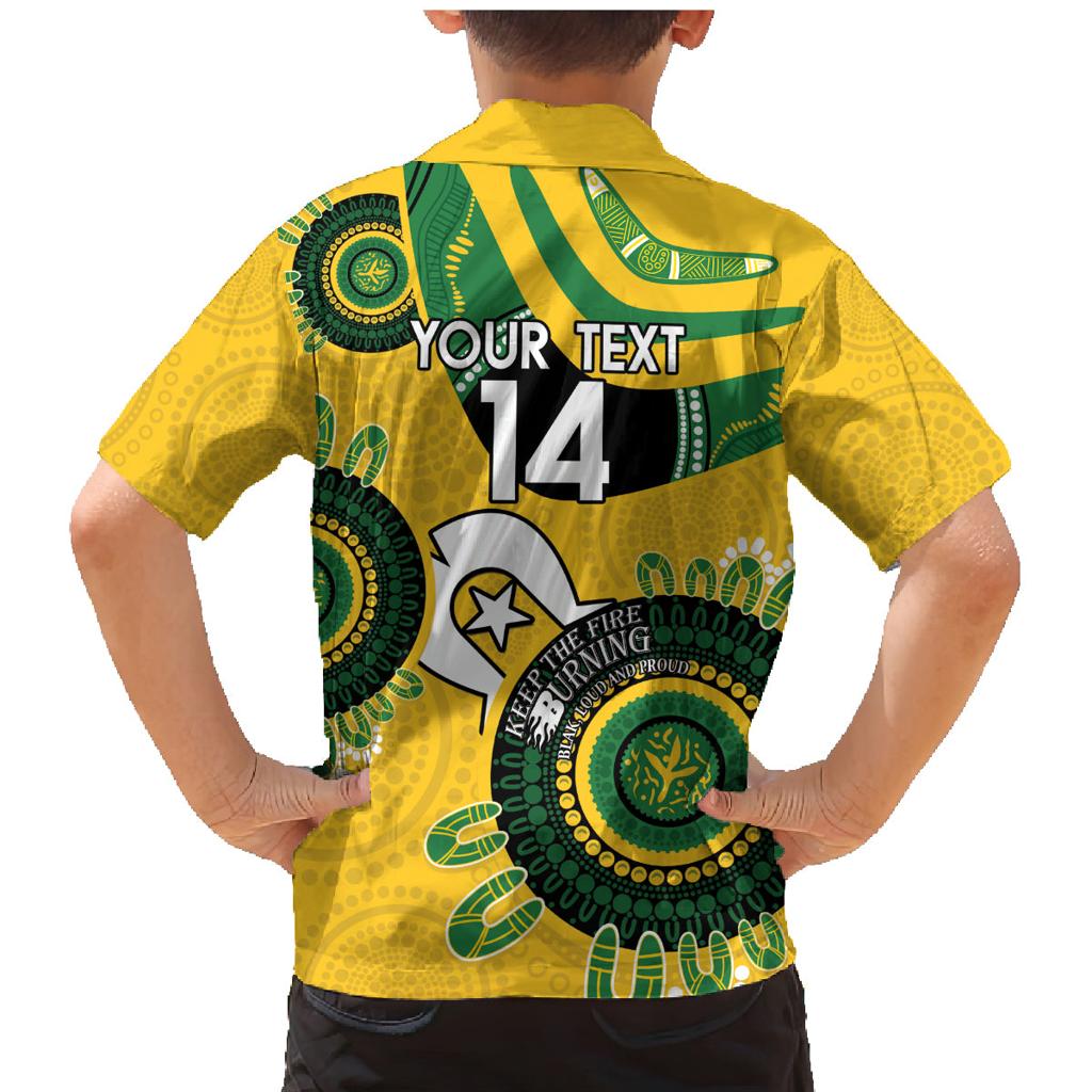 Custom Matildas NAIDOC Week Family Matching Mermaid Dress and Hawaiian Shirt Australia Kangaroo Keep The Fire Burning - Yellow