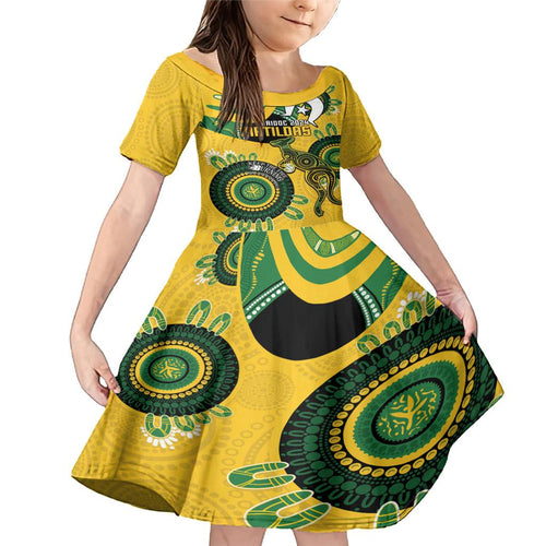 Custom Matildas NAIDOC Week Family Matching Mermaid Dress and Hawaiian Shirt Australia Kangaroo Keep The Fire Burning - Yellow