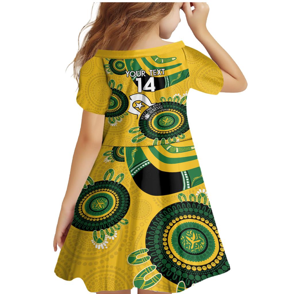 Custom Matildas NAIDOC Week Family Matching Mermaid Dress and Hawaiian Shirt Australia Kangaroo Keep The Fire Burning - Yellow