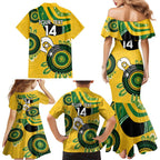 Custom Matildas NAIDOC Week Family Matching Mermaid Dress and Hawaiian Shirt Australia Kangaroo Keep The Fire Burning - Yellow