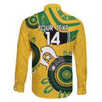 Custom Matildas NAIDOC Week Family Matching Off Shoulder Short Dress and Hawaiian Shirt Australia Kangaroo Keep The Fire Burning - Yellow