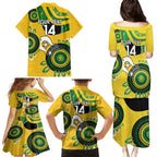 Custom Matildas NAIDOC Week Family Matching Puletasi and Hawaiian Shirt Australia Kangaroo Keep The Fire Burning - Yellow