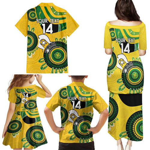 Custom Matildas NAIDOC Week Family Matching Puletasi and Hawaiian Shirt Australia Kangaroo Keep The Fire Burning - Yellow