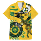 Custom Matildas NAIDOC Week Family Matching Short Sleeve Bodycon Dress and Hawaiian Shirt Australia Kangaroo Keep The Fire Burning - Yellow