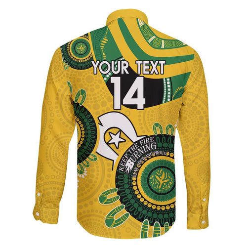 Custom Matildas NAIDOC Week Family Matching Short Sleeve Bodycon Dress and Hawaiian Shirt Australia Kangaroo Keep The Fire Burning - Yellow