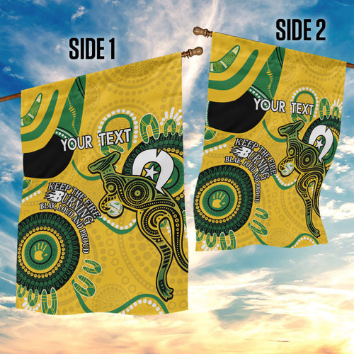 Custom Matildas NAIDOC Week Garden Flag Australia Kangaroo Keep The Fire Burning - Yellow