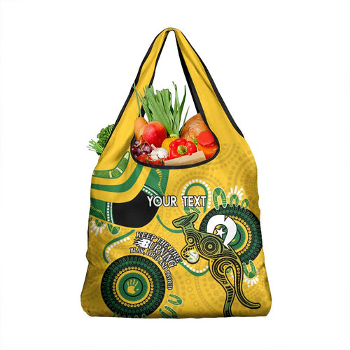 Custom Matildas NAIDOC Week Grocery Bag Australia Kangaroo Keep The Fire Burning - Yellow
