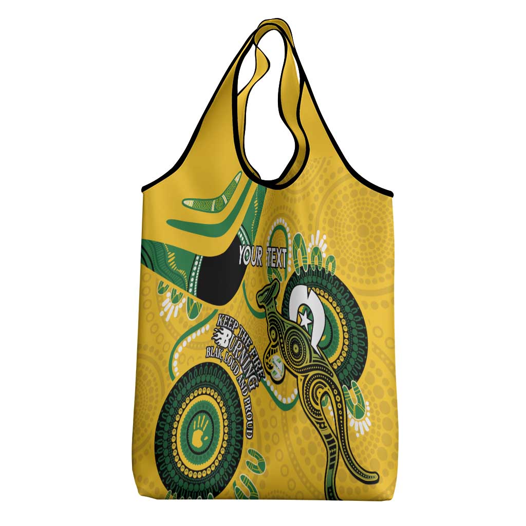 Custom Matildas NAIDOC Week Grocery Bag Australia Kangaroo Keep The Fire Burning - Yellow