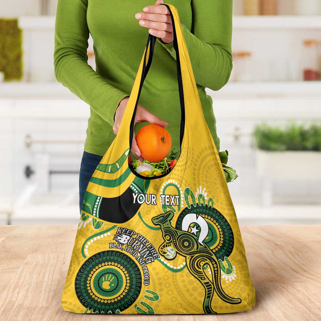 Custom Matildas NAIDOC Week Grocery Bag Australia Kangaroo Keep The Fire Burning - Yellow