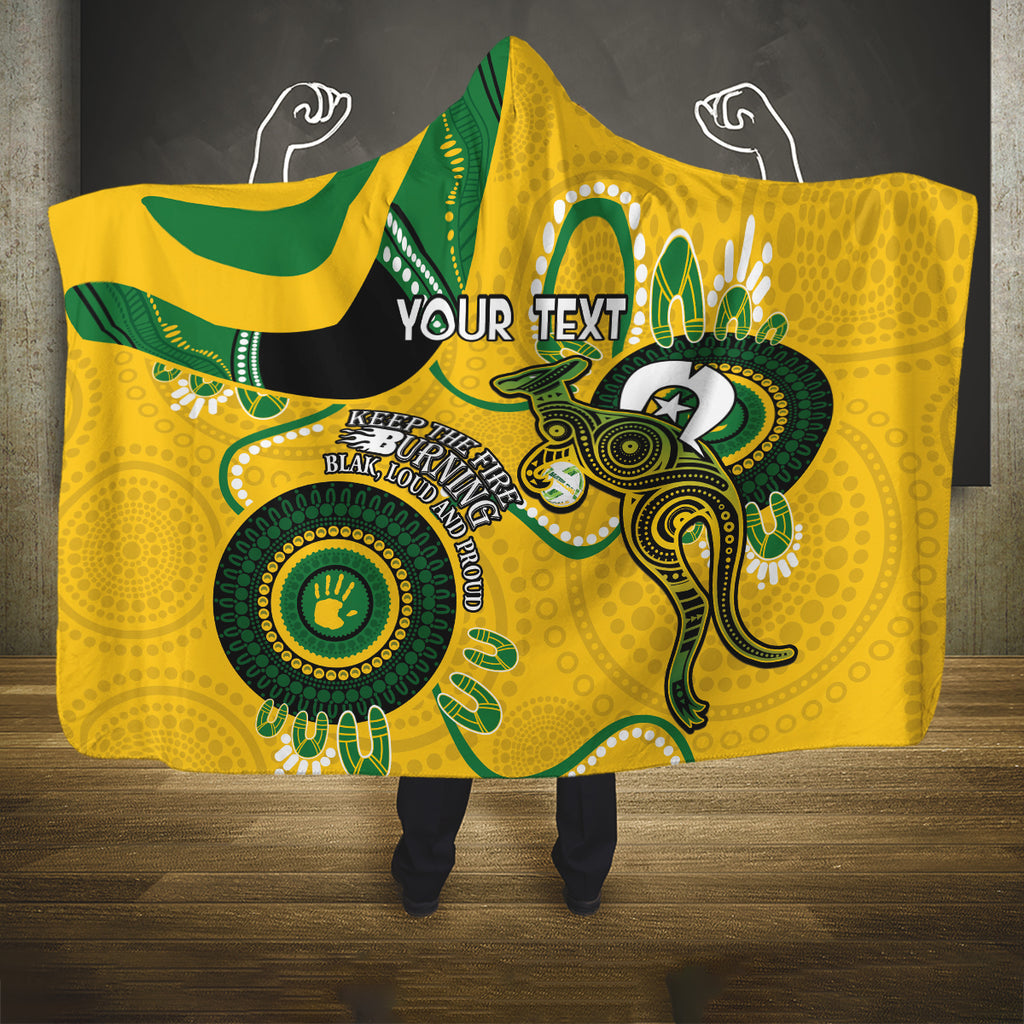 Custom Matildas NAIDOC Week Hooded Blanket Australia Kangaroo Keep The Fire Burning - Yellow