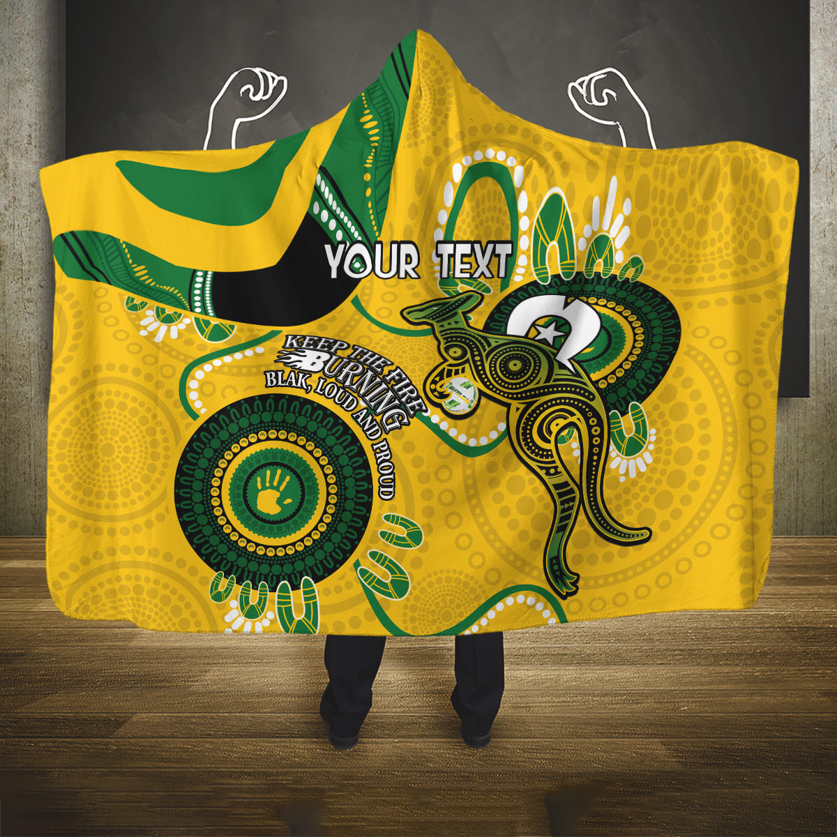 Custom Matildas NAIDOC Week Hooded Blanket Australia Kangaroo Keep The Fire Burning - Yellow