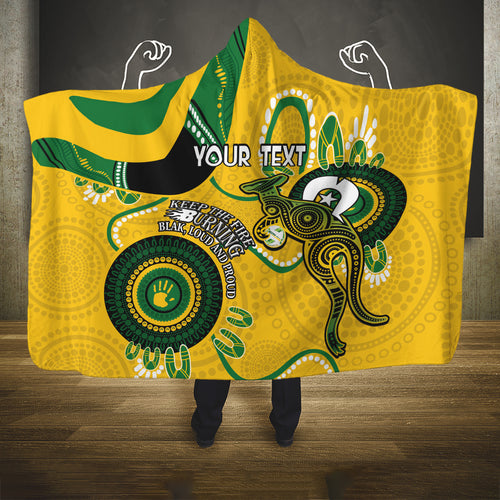 Custom Matildas NAIDOC Week Hooded Blanket Australia Kangaroo Keep The Fire Burning - Yellow