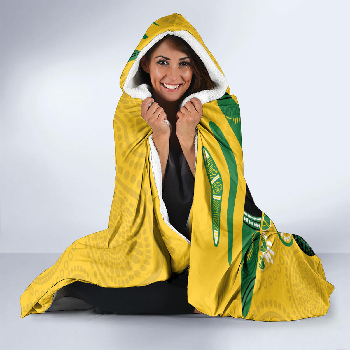 Custom Matildas NAIDOC Week Hooded Blanket Australia Kangaroo Keep The Fire Burning - Yellow