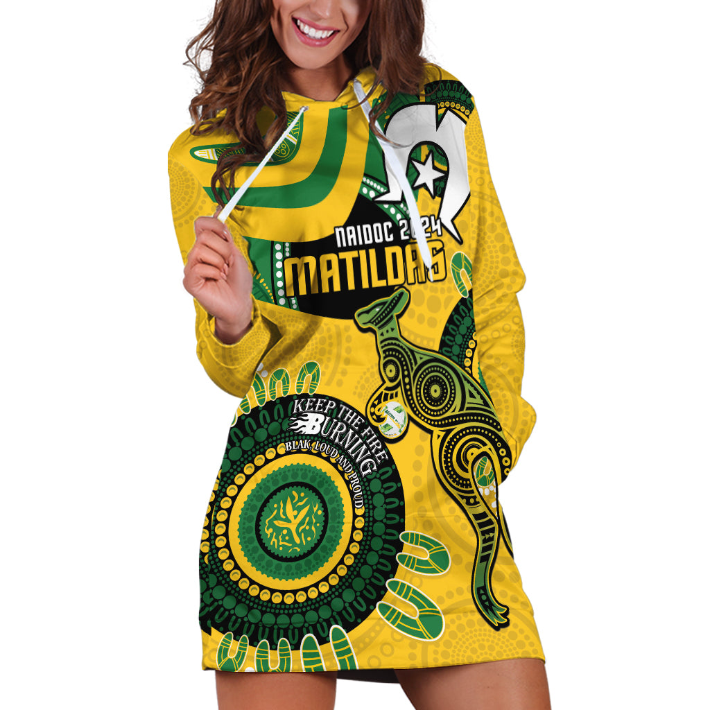 Custom Matildas NAIDOC Week Hoodie Dress Australia Kangaroo Keep The Fire Burning - Yellow