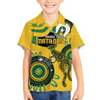 Custom Matildas NAIDOC Week Kid Hawaiian Shirt Australia Kangaroo Keep The Fire Burning - Yellow