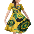 Custom Matildas NAIDOC Week Kid Short Sleeve Dress Australia Kangaroo Keep The Fire Burning - Yellow
